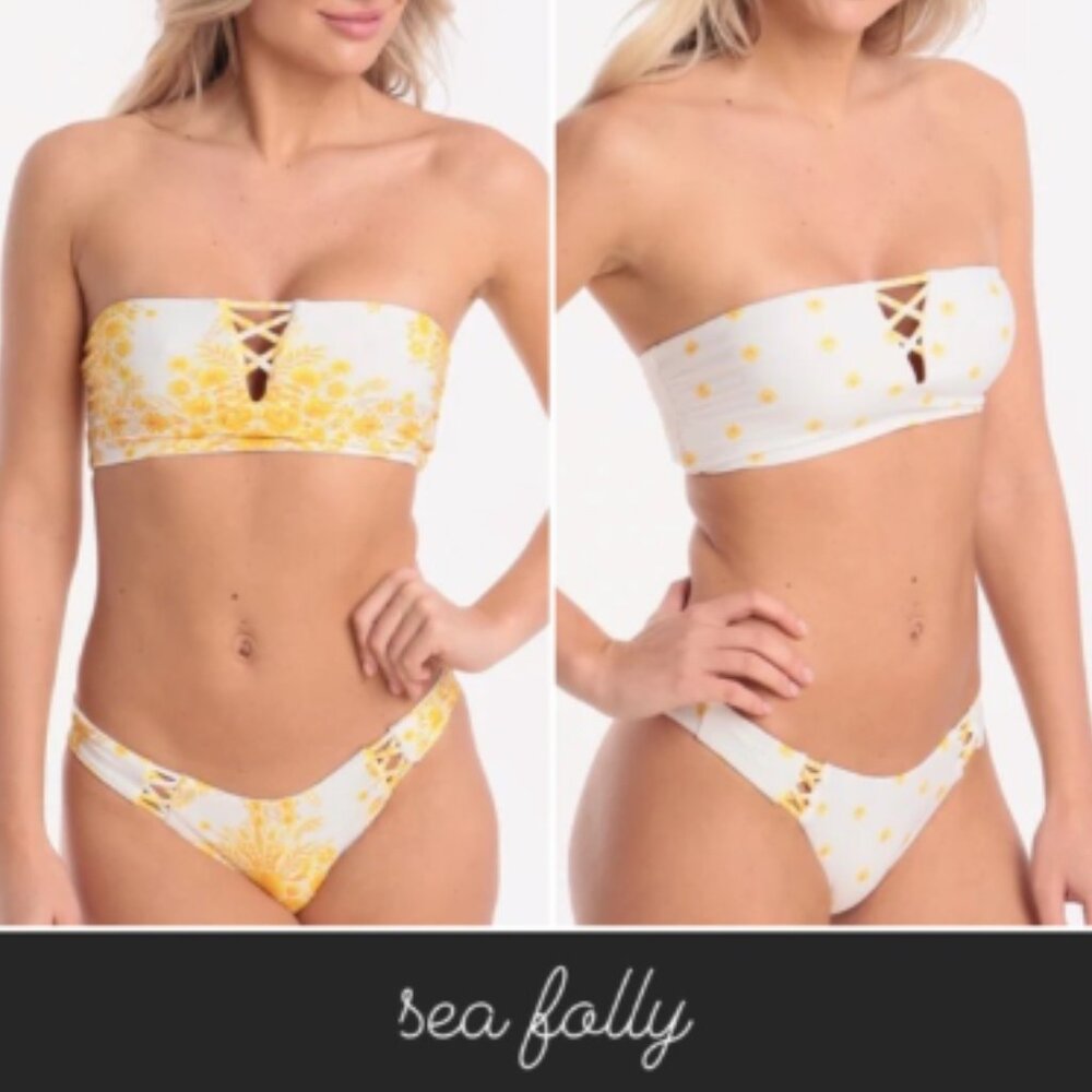 Brand New Seafolly Women's Sunflower High Cut Reversible Bikini Bottoms